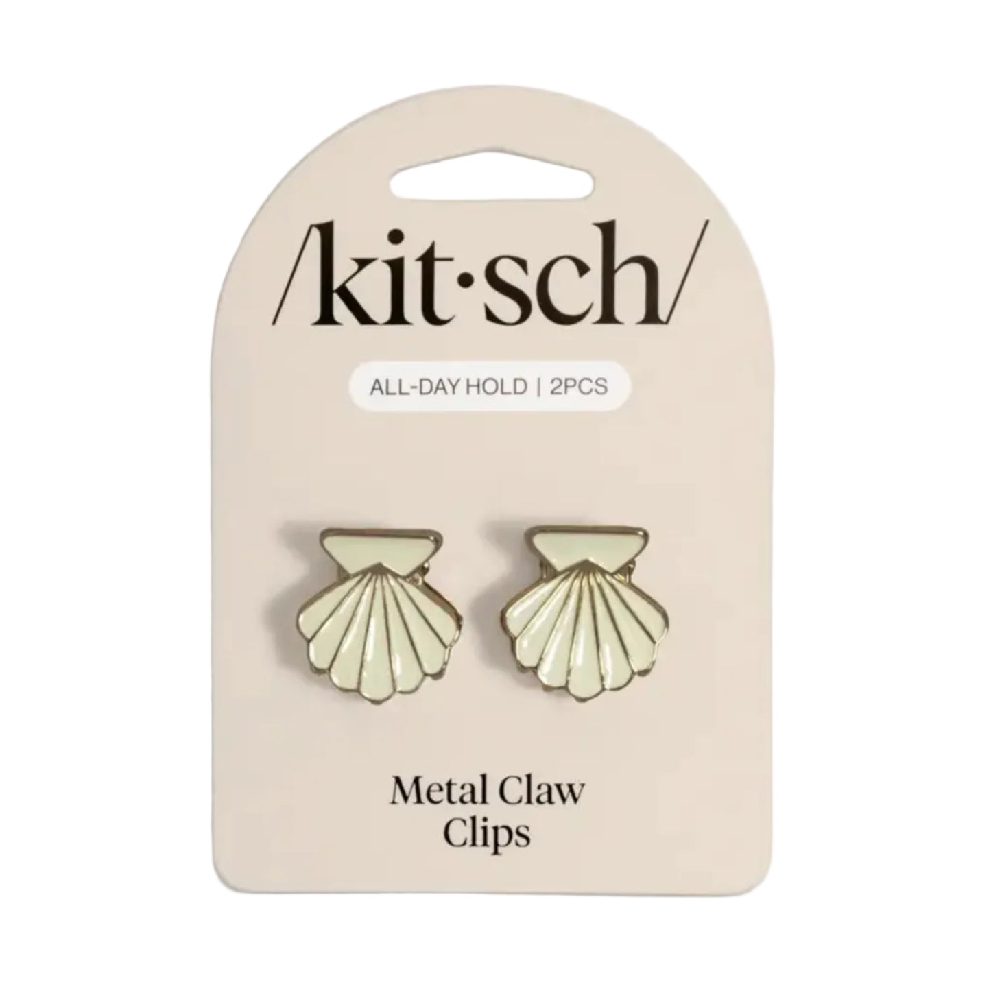 Metal Clam Shell Hair Clip 2pc Set - Gold & Pearlized Cream