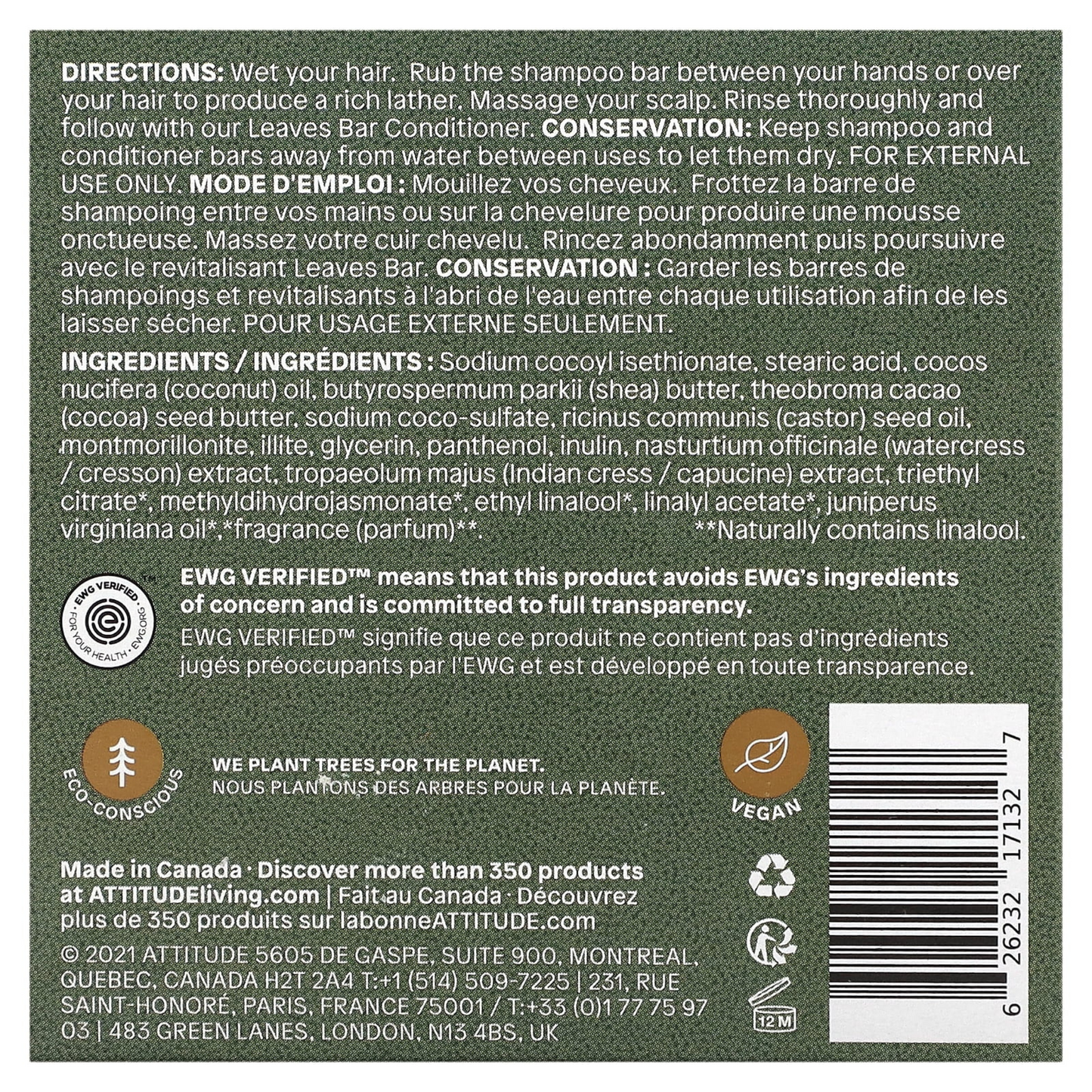 Attitude Shampoo Bar - Herbal Musk