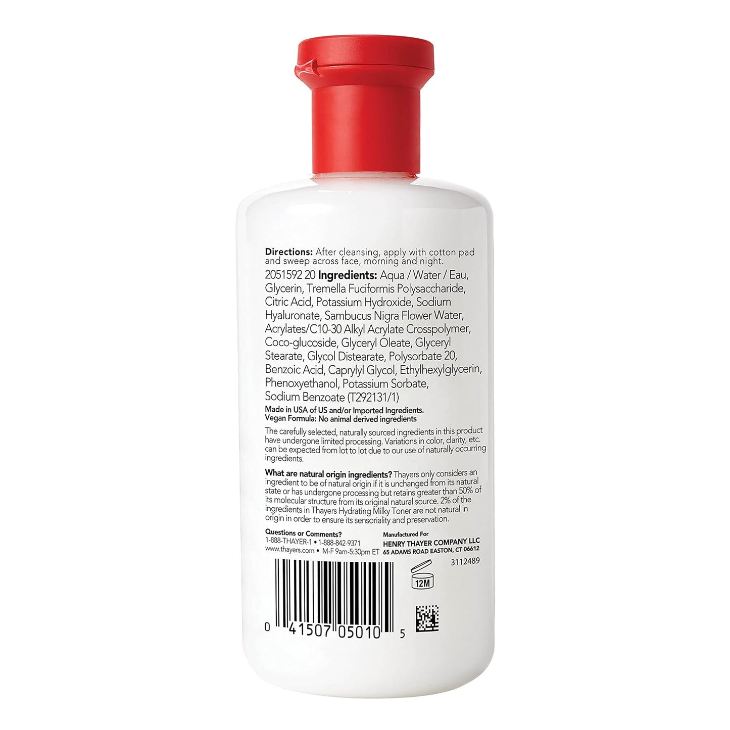 Thayer Milky Toner - Snow Mushroom Hyaluronic Acid