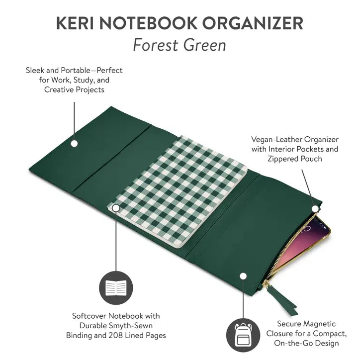 Forest Green Keri Notebook Organizer