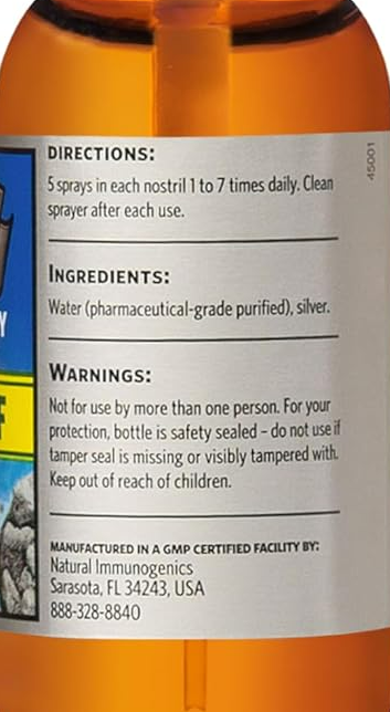 Bio-Active Silver Hydrosol Sinus Relief Spray - 2oz