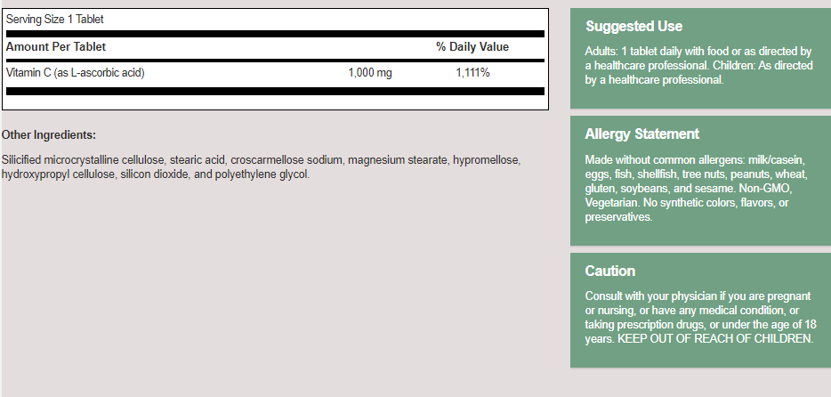 Vitamin C (Pure and Unbuffered)