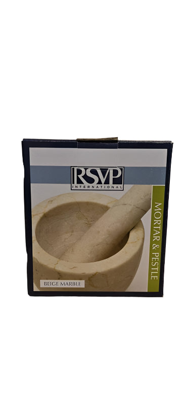 Mortar and Pestle, Beige Marble 4"