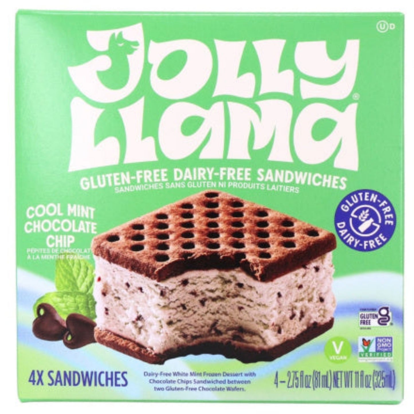Jolly Llama - Non Dairy Mint Ice Cream Sandwich