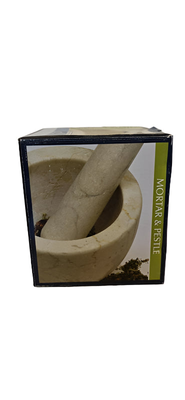 Mortar and Pestle, Beige Marble 4"