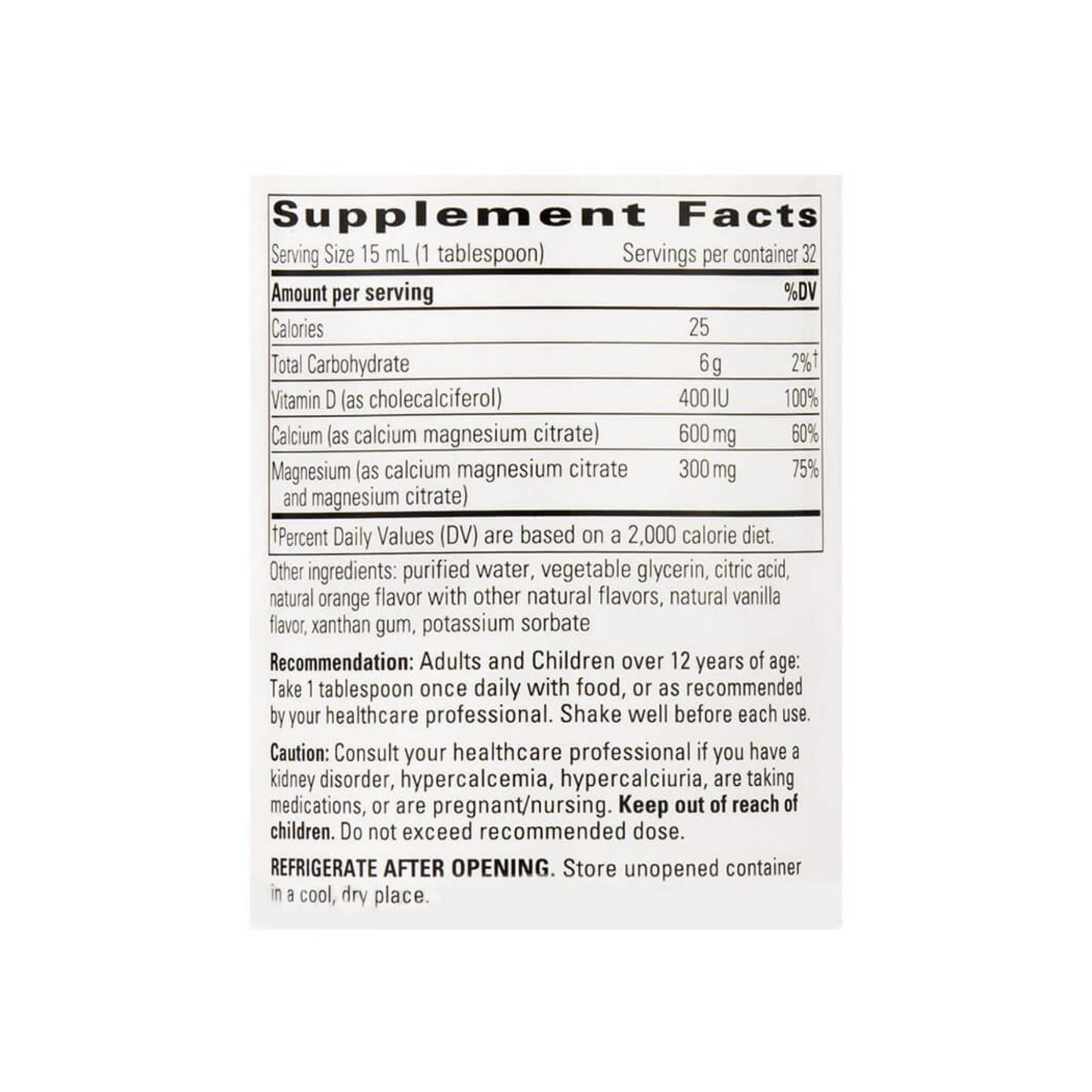 Liquid Calcium Magnesium Orange-Vanilla 2:1