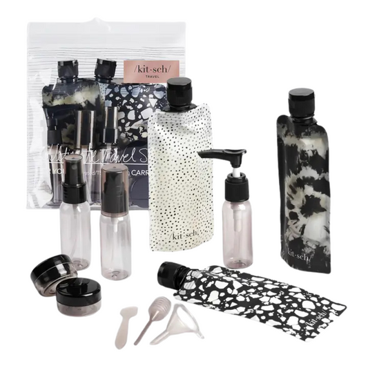 Travel Bottles For Toiletries 11 Pack - Black & Ivory