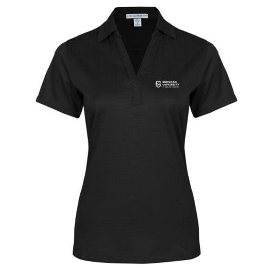 Sonoran Womens Black Performance Fine Jacquard Polo