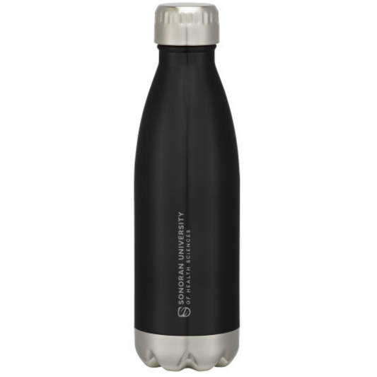 Swig Stainless Steel Black Bottle 16oz 'Sonoron Flat Wordmark Engraved'