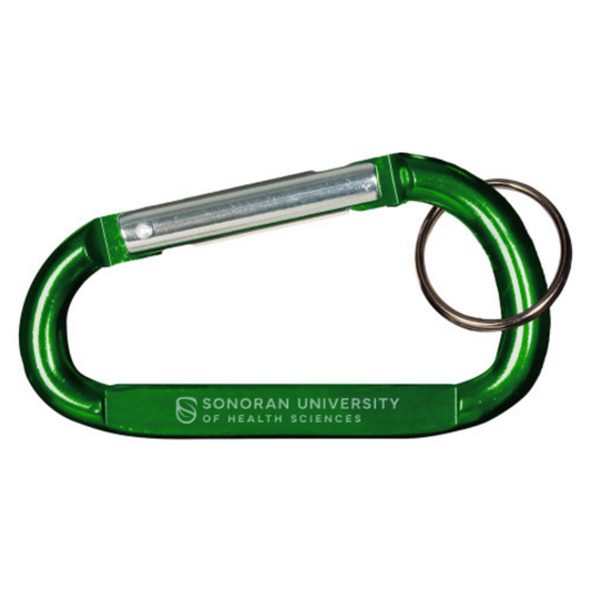 Green Carabiner with Split Ring - Sonoran Flat Wordmark Engraved