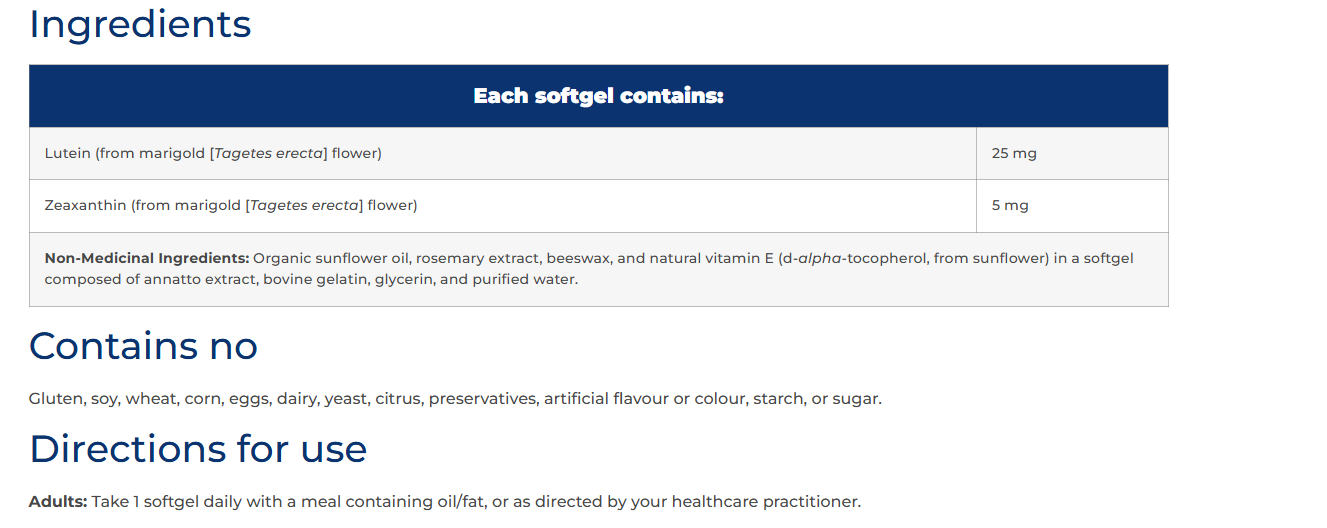 Lutein SAP