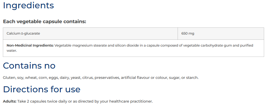 Calcium D-Glucarate SAP