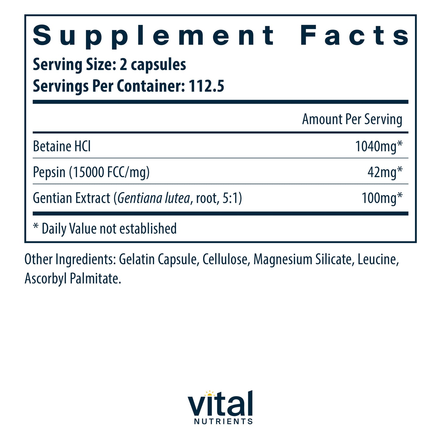 Betaine HCL Pepsin & Gentian